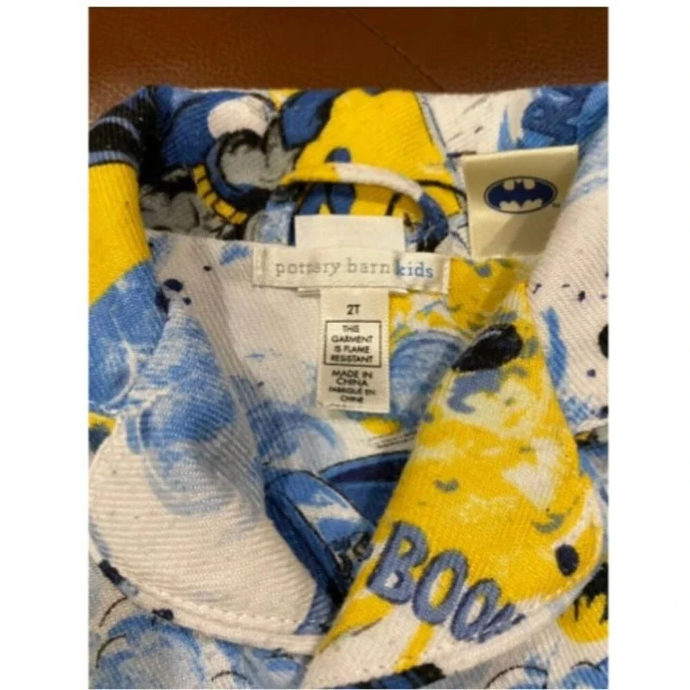Pottery Barn Kids Batman Flannel Pajamas Set Toddler Boys 2T PJs Long Sleeve